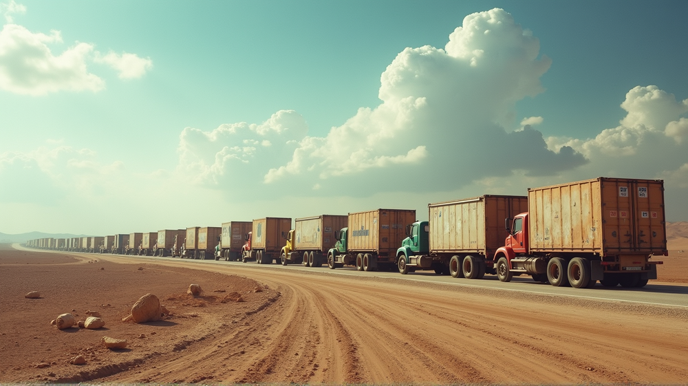 6,000台の支援トラックが停滞：ガザの終わりなき飢餓の厳しい物語