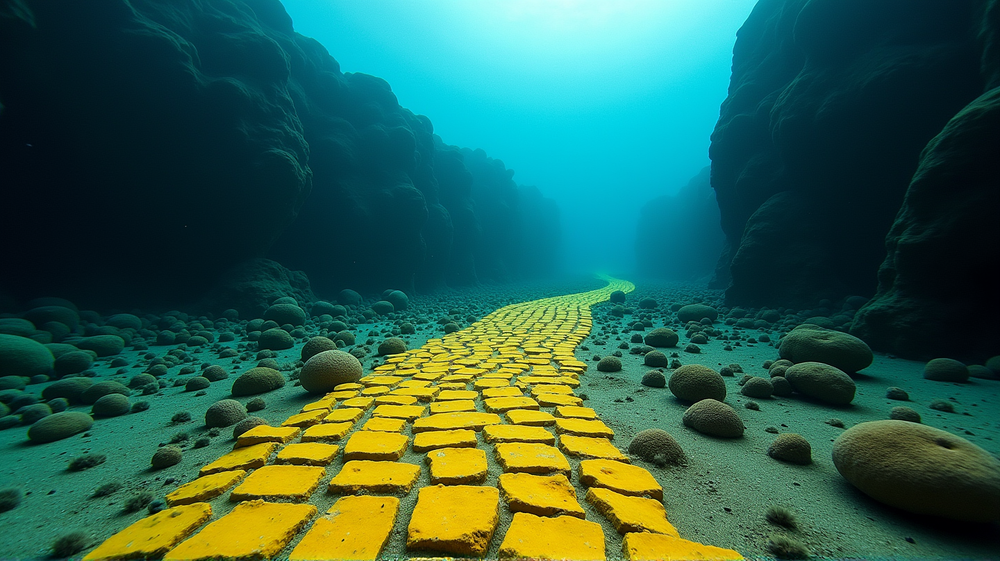 神秘的な水中「黄色いレンガの道」が科学的驚異を呼ぶ