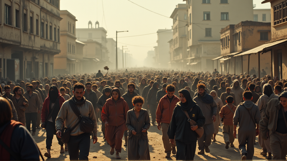 悲劇的な大移動：35万人のガザ市民が壊滅的なイスラエルの攻撃にさらされ避難