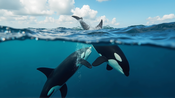 シャチが海の覇者: サメを巧みに翻弄